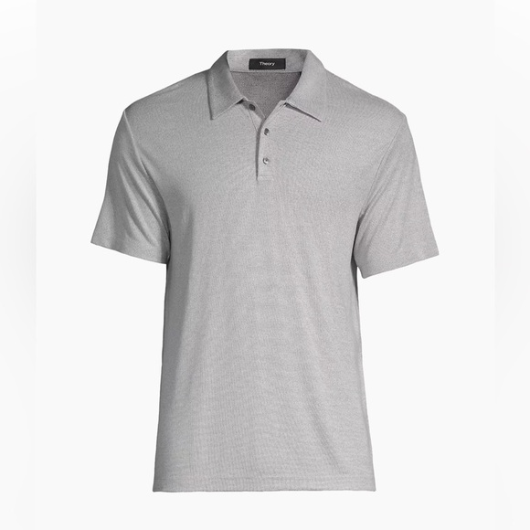 Theory Bron C Anemone Polo Shirt Grey Multi Size S - Picture 1 of 5
